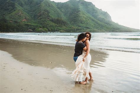 Oahu Engagement Photographer Lesbian Couple Lgbt Kahana Bay Hawaii Elopement Engagement