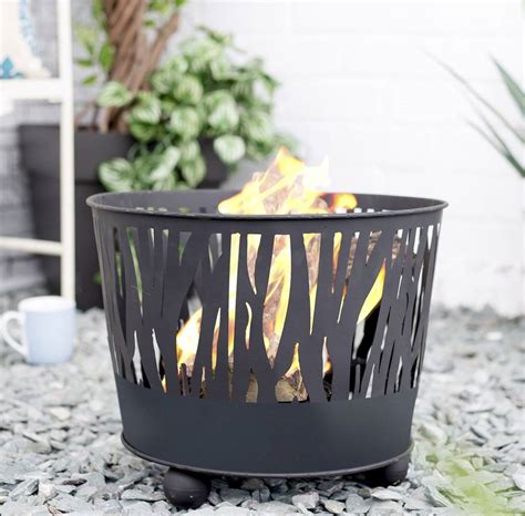 Black Patterned Koriko Fire Basket By Garden Leisure