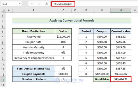 How To Calculate Price Of A Semi Annual Coupon Bond In Excel 2 Ways