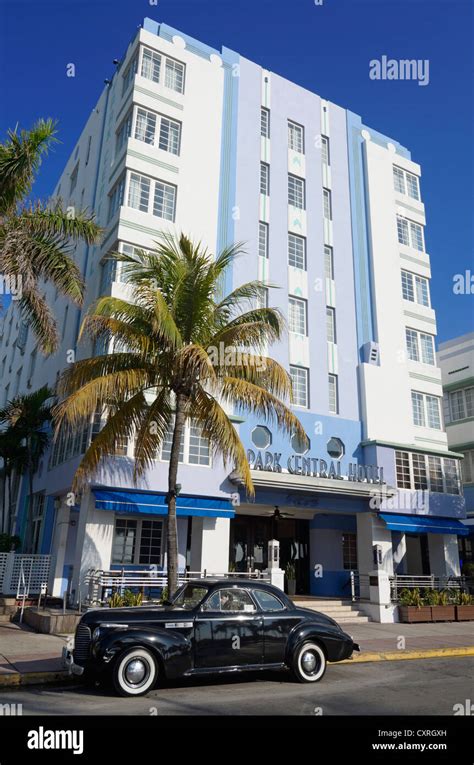Park Central Hotel Art Deco Architecture Ocean Drive South Beach Miami Florida Usa Stock