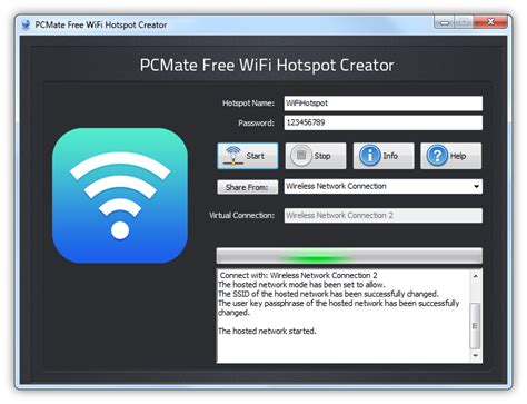 PCMate Free WiFi Hotspot Creator - Free WiFi Hotspot Creator - Screenshot