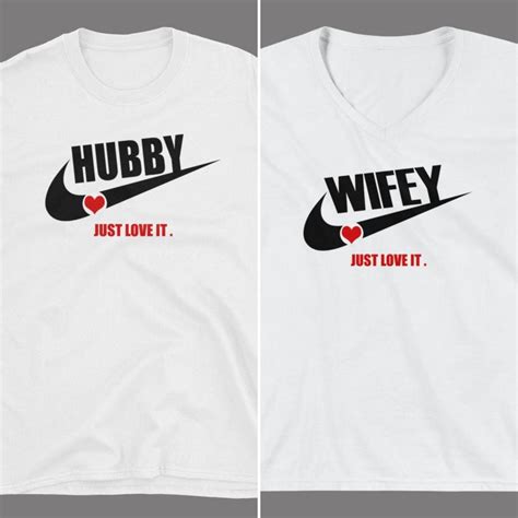 Married Couple Wifey Hubby Nike T-Shirt | Couple shirts, Couple shirt ...