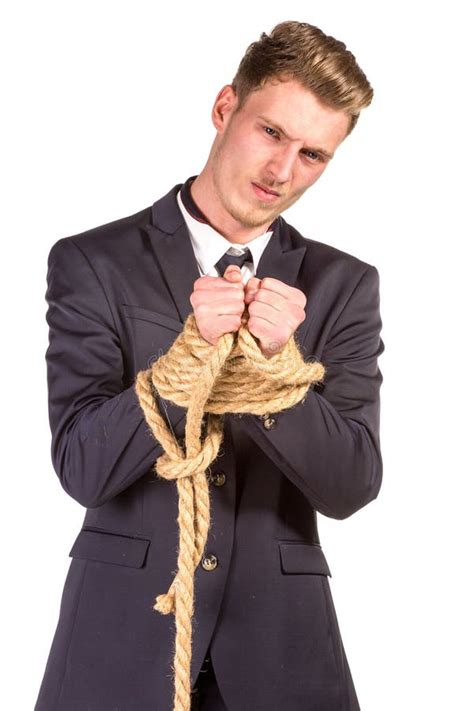 Businessman Tied Up In Rope Stock Photo Image Of People Person