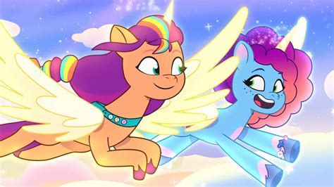 Sunny Starscout And Misty Brightdawn Flying By Shieldwingarmorofgod On