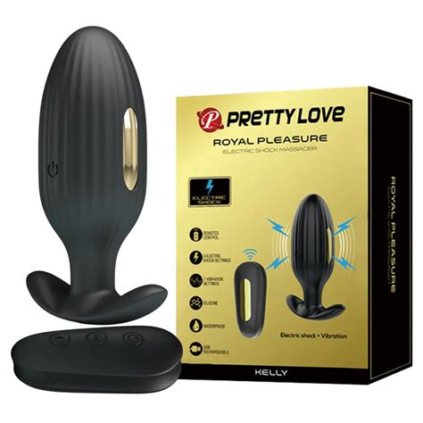 Pretty Love 3 Electric Shock 7 Vibration Wireless Control Gold Silicone Anal Beads Butt Plug