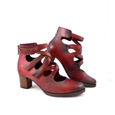 Laura Vita Amelia Strappy Shoe Boots In Wine Leather Rubyshoesday