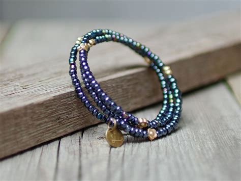 Boho Seed Beads Bracelet On Memory Wire For Women Boho Bracelet For