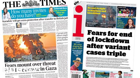 Newspaper Headlines Fears Of All Out War And Concerns Over Variant