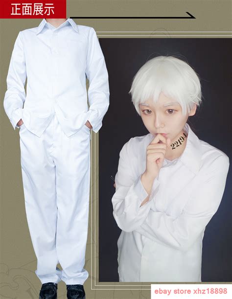 Anime Yakusoku No Neverland Norman Cosplay Costume Mens White Uniform