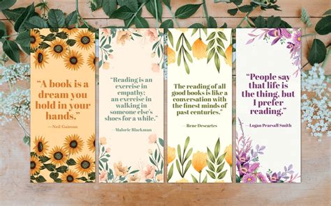 Floral Digital Download Printable Bookmarks Hooked To Books