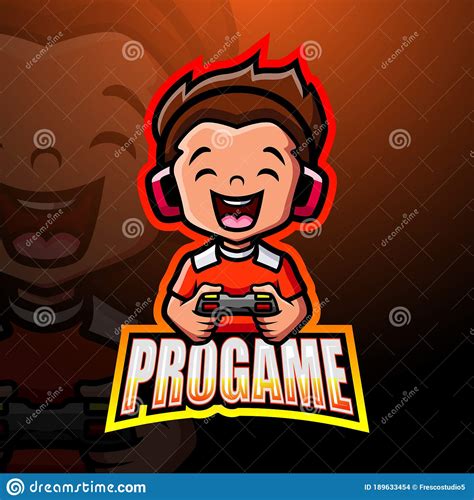 Pro Gamer Mascot Esport Logo Design Stock Vector Illustration Of