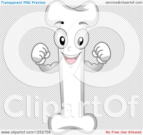 Clipart Of A Strong Bone Character Flexing Royalty Free Vector