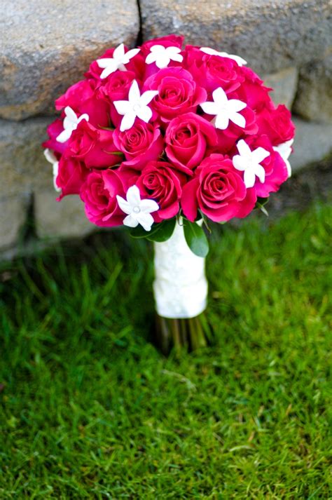 Hot Pink Roses With Star Gazers Bouquet A Rose Arrangement That I