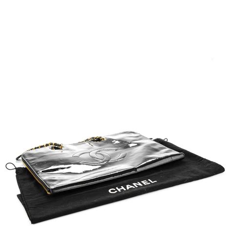 Chanel Patent Cc Laptop Case Shoulder Bag Black 134225
