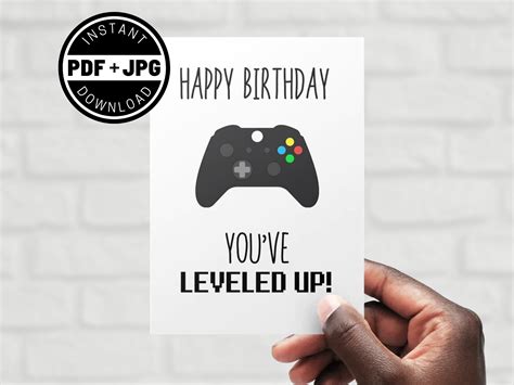 Gamer Printable Birthday Card Instant Download Printable Etsy