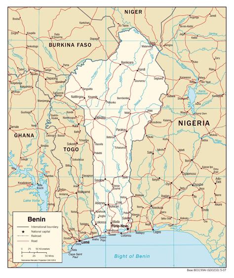 Large Detailed Political Map Of Benin With Roads Railroads And Cities