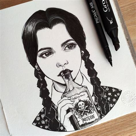 Wednesday Addams By Dzydar D Creepy Drawings Pencil Art Drawings