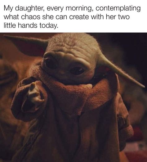Ever since baby yoda was unveiled, there are thousands of baby yoda memes have been doing rounds on social media. Baby Yoda - contemplating chaos | Yoda funny, Yoda meme, Yoda