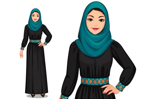 Muslim Women In Traditional Outfit 1312600 Vector Art At Vecteezy