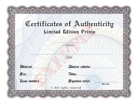 Free Certificate Of Authenticity Samples In Ms Word Psd Pdf