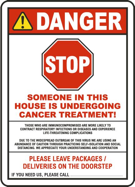Stop Someone In This House Is Undergoing Cancer Treatment Sign Save 10