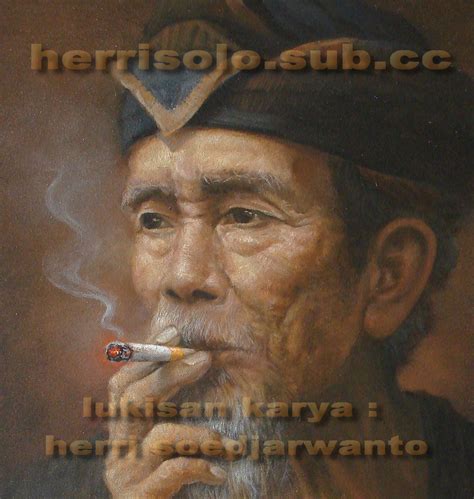 Lukisan Indonesia Indah Lukisan Wajah Kakek Merokok