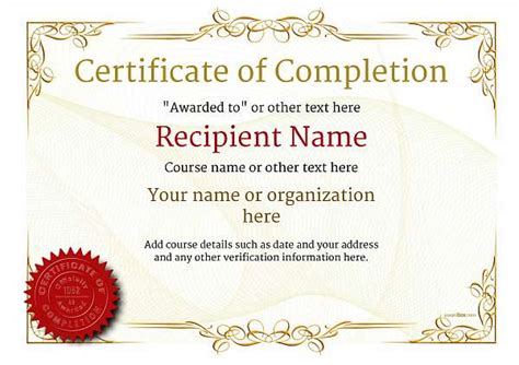 Free Customizable Printable Certificates Of Completion Printable
