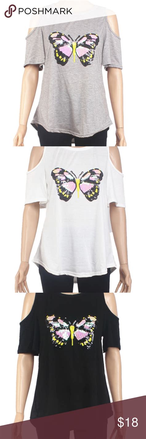 Butterfly Cold Shoulders Top Beautiful Grey Butterfly Cold Shoulders