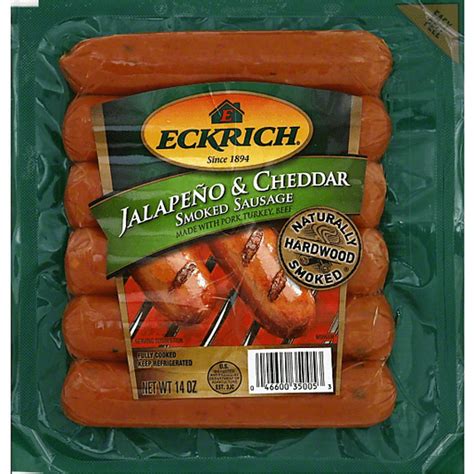 Eckrich Jalapeno And Cheddar Smoked Sausage 6 Ct Pork Needlers