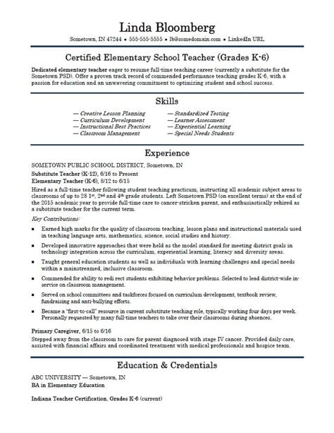 sample resume  teachers  experience