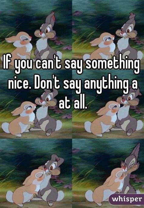 If You Cant Say Something Nice Dont Say Anything A At All