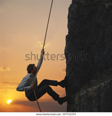 Business Man Climbs Mountain Stock Photo Edit Now 107116154