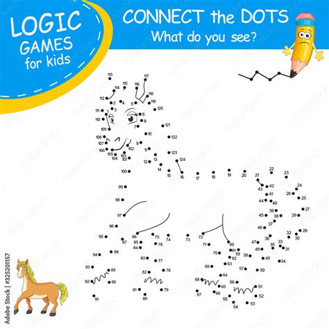 Connect The Dots By Numbers To Draw The Horse Dot To Dot Education