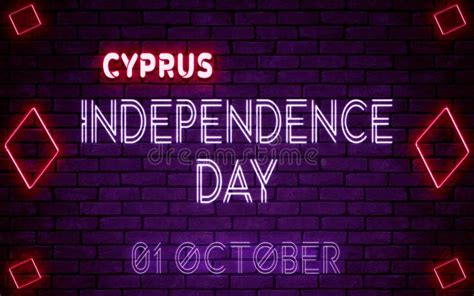 Happy Independence Day Of Cyprus 01 October World National Days Neon