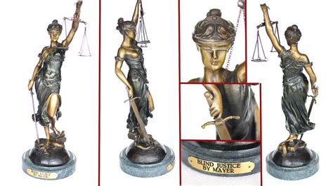 Bronze Lady Justice Statue By Myer Blind Scales Classical Art