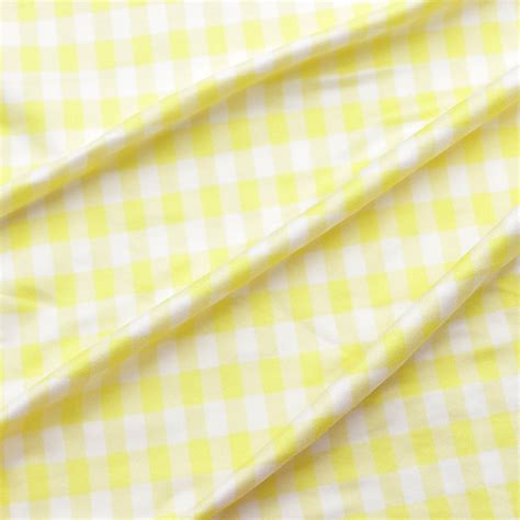 Yellow Plaid Print Double Brushed Polyester Fabric By Half Etsy