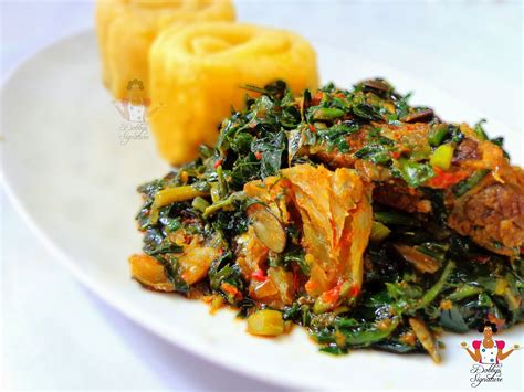 Prepared with a generous quantity of pumpkin leaves and water. Vegetable Soup "Efo riro" Recipe | Dobby's Signature
