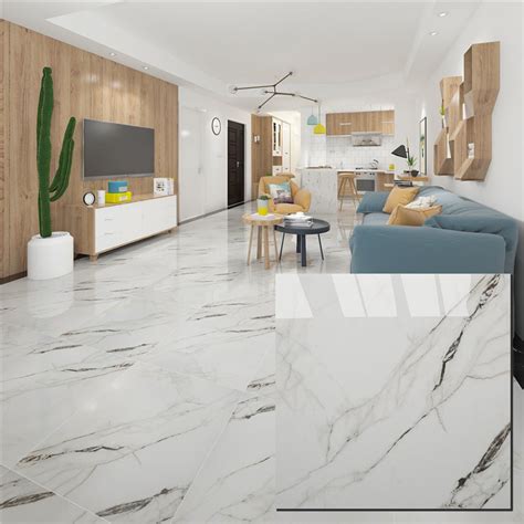 Elegance White Gloss Marble Effect Ceramic Wall Floor Tile Pack Of 7