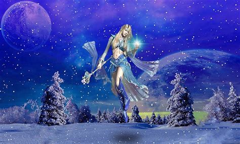Winter Fairy Fairys Fantasy Moon Ethereal Blue And White Snow