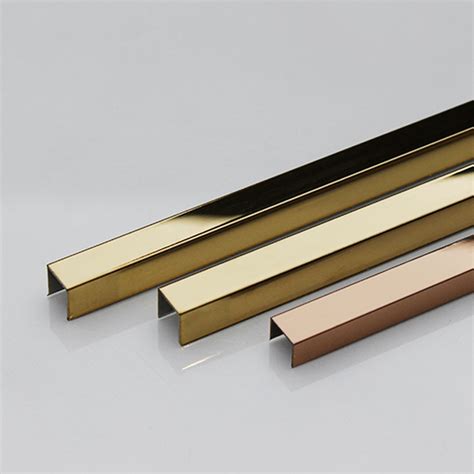Customized Width Stainless Steel U Shape Mirror Gold Tile Strip