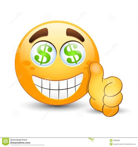 Emoticon With Thumb Up And Dollar Sign In The Eyes Emoticon Funny