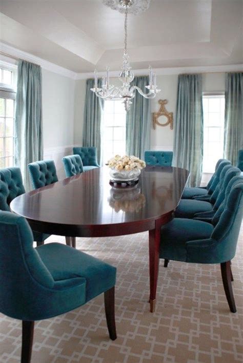 A lot of modern and contemporary dining areas are designed to look. teal velvet dining chairs | Dining room teal, Velvet ...