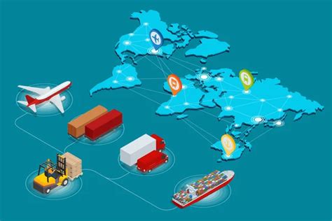 Global Logistics Network Web Site Concept Flat 3d Isometric Vector