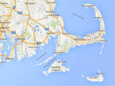 Kaarten Van Cape Cod Martha S Vineyard En Nantucket