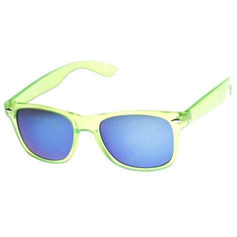 Frosted Neon Retro Mirror Lens Wayfarer Sunglasses Zerouv