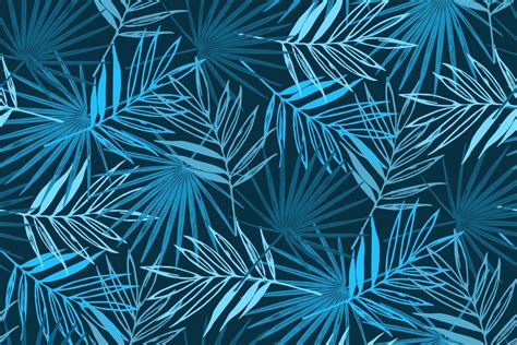 Blue Tropical Seamless Pattern With Palm Leaves 2067381 Vector Art At