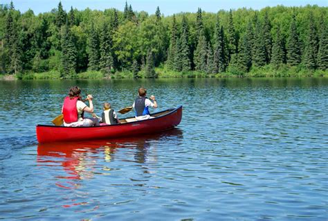Free Picture Adult Two Children Canoe Lake