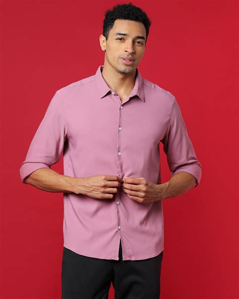 Buy Mens Pink Cotton Shirt For Men Pink Online At Bewakoof