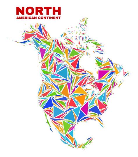 North America V2 Map Mosaic Of Color Triangles Stock Vector