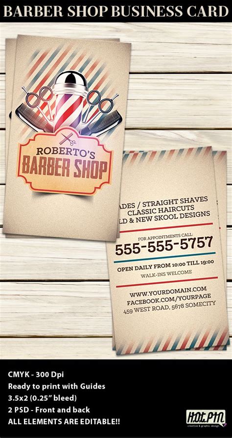 Barber Shop Business Card Template Barber Shop Business Cards Barber